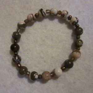 NWOT. Multi Brown & Cream Stretch Bracelet.